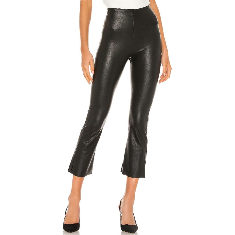 Commando Black Faux Leather Cropped Flare Pant Size S